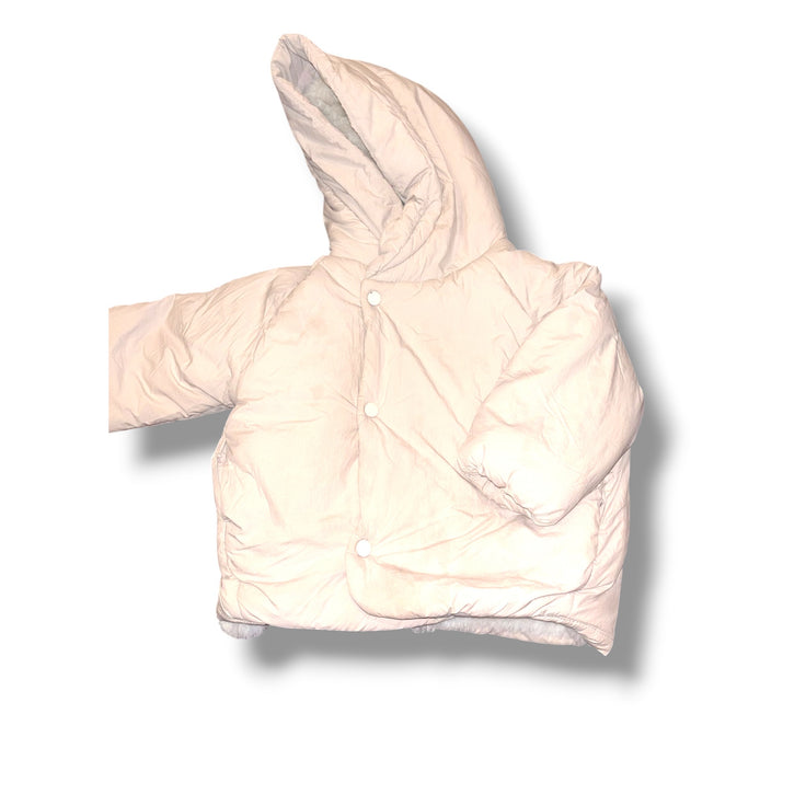 Size 2 Girls Zara Beige/Tan Tan puffer coat w/ sherpa lining