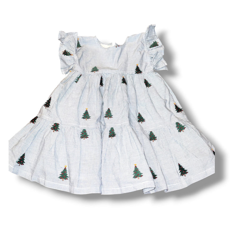 Size 12-18 month Girls Pink Chicken Green Green/white check dress w/ Christmas trees