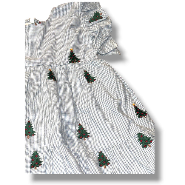 Size 12-18 month Girls Pink Chicken Green Green/white check dress w/ Christmas trees