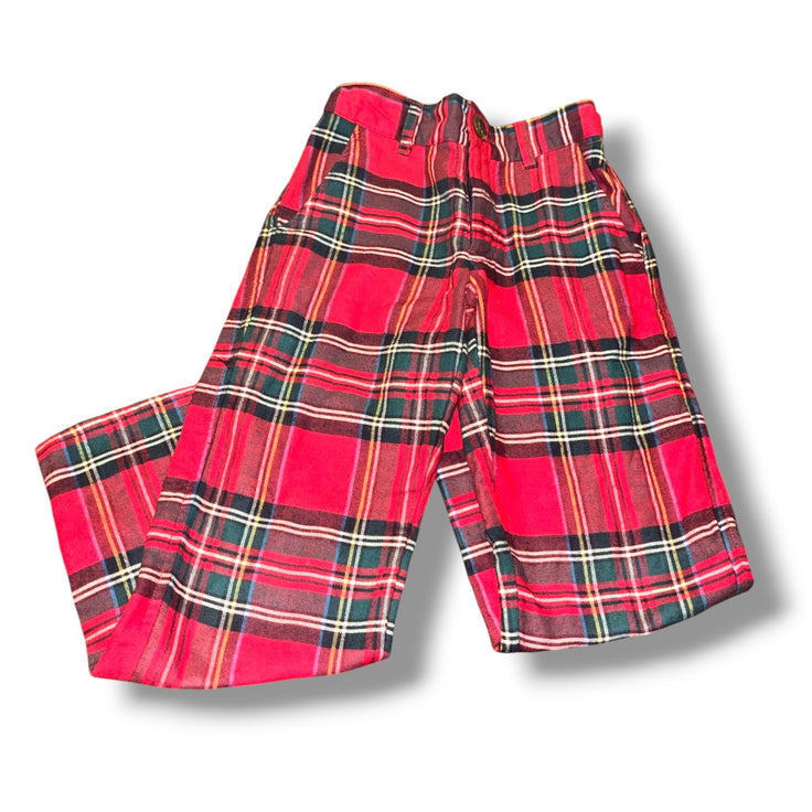 Size 6 Boys TBBC Red Red/green plaid wool pants (lined)