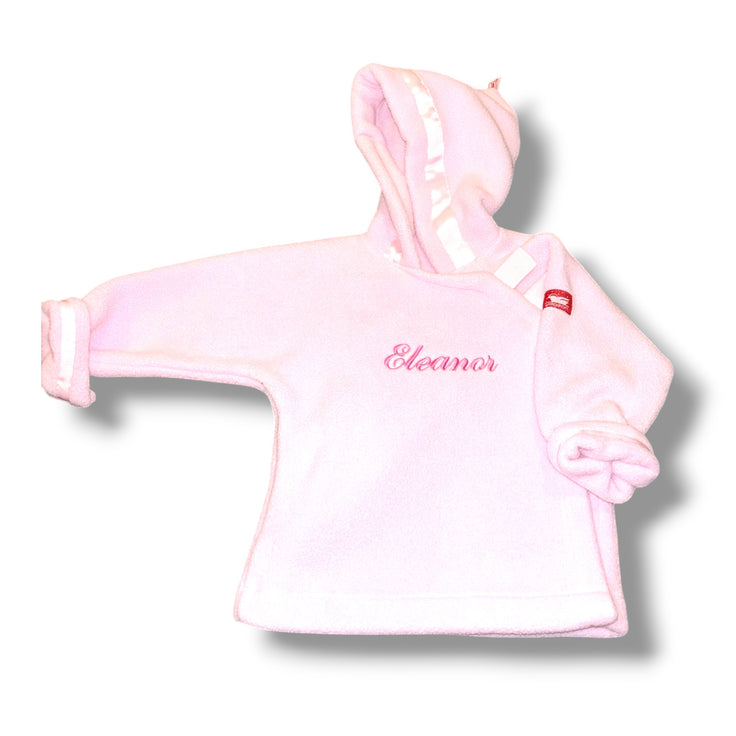 Size 9 month Girls Widgeon Pink Fleece jacket w/ "Eleanor"