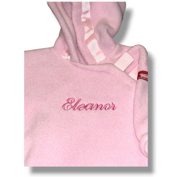 Size 9 month Girls Widgeon Pink Fleece jacket w/ "Eleanor"