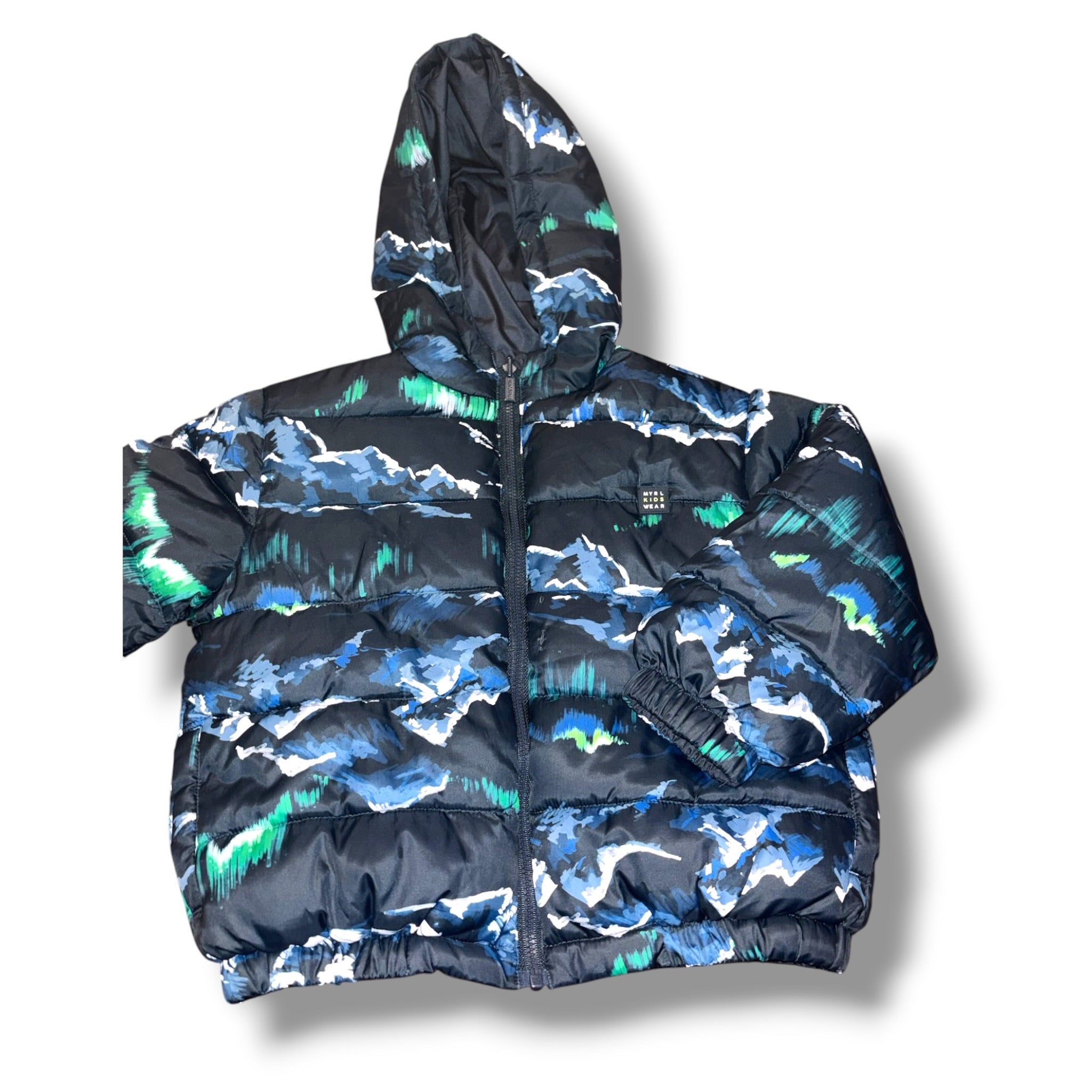Size 4 Boys Mayoral Navy puffer coat w/ mountains