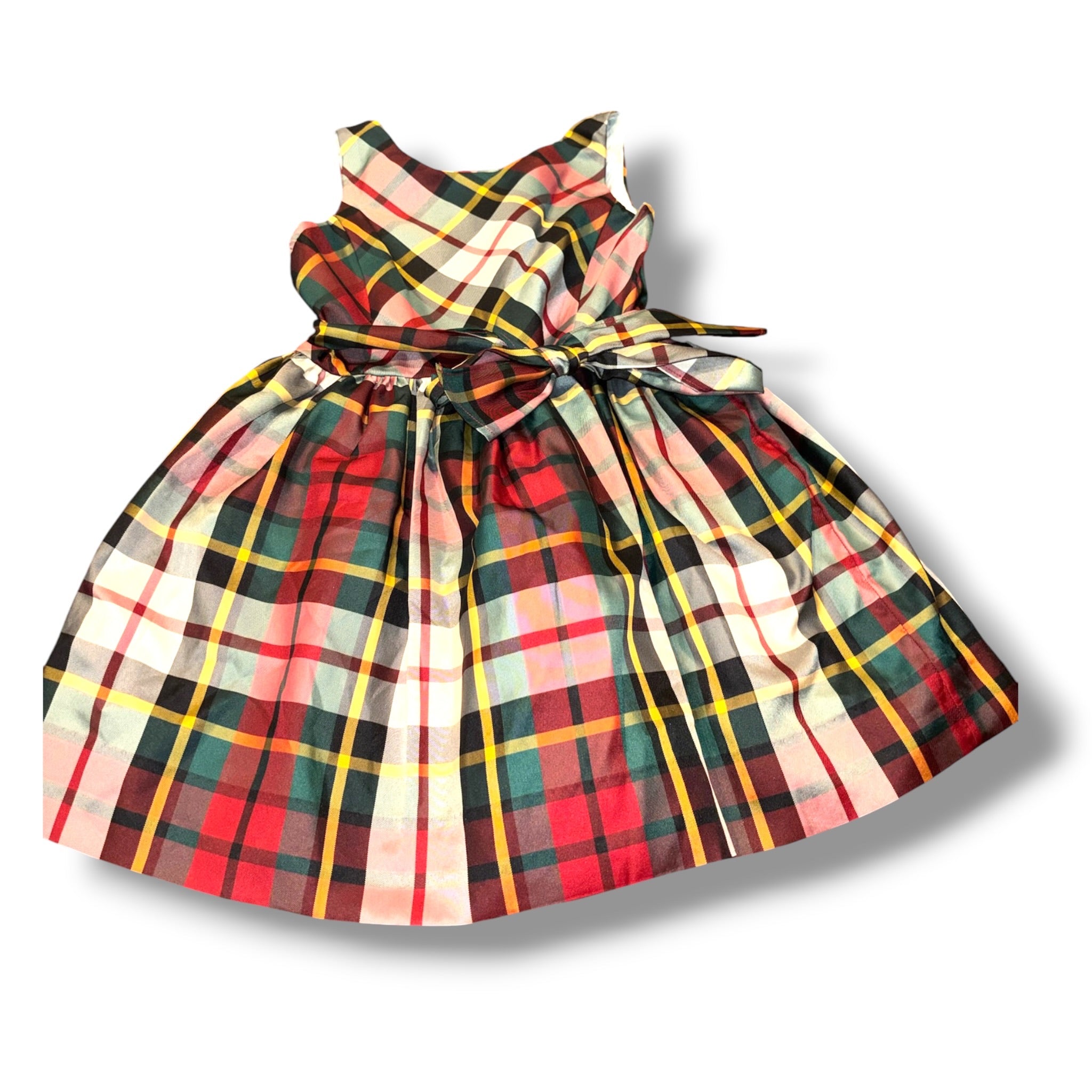 Size 6 Girls Ralph Lauren Red w/ black, green, yellow plaid taffeta dress NWT