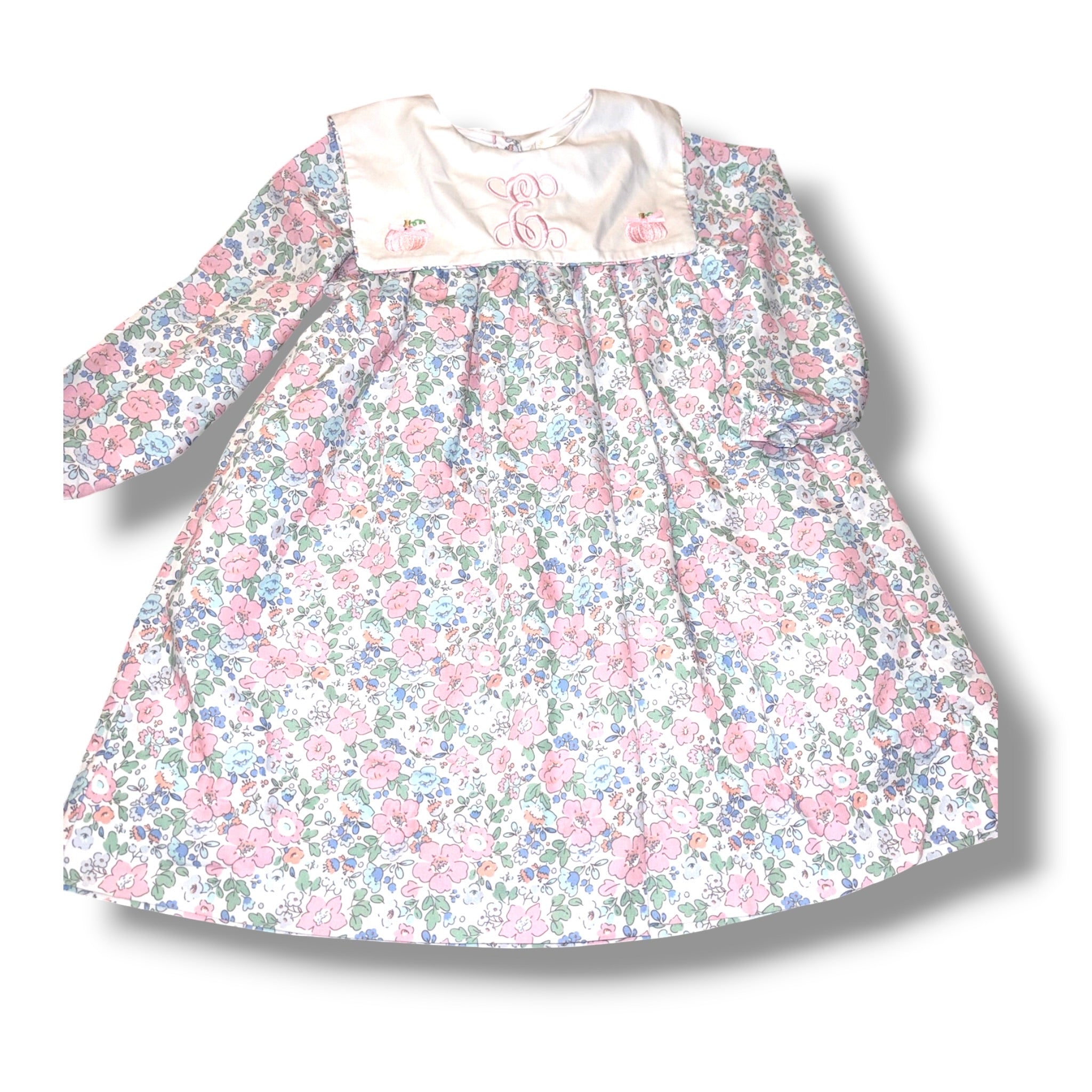 Size 3 Girls Cecil & Lou White Dress w/ pastel flowers, pumpkins, 