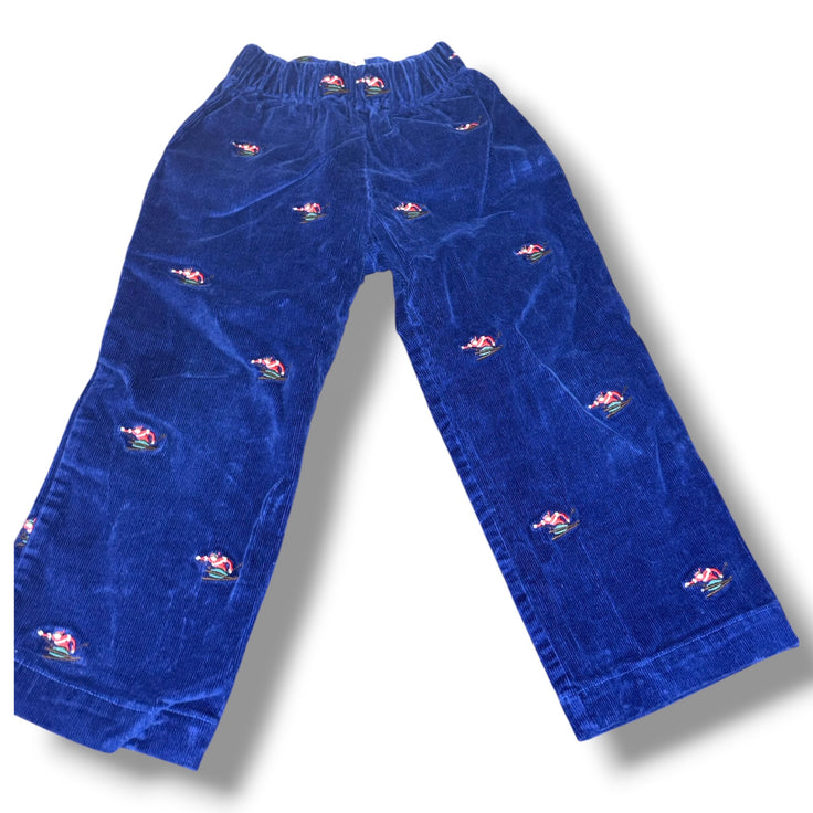 Size 3 Boys CPC Blue Royal blue corduroy pants w/ skiers