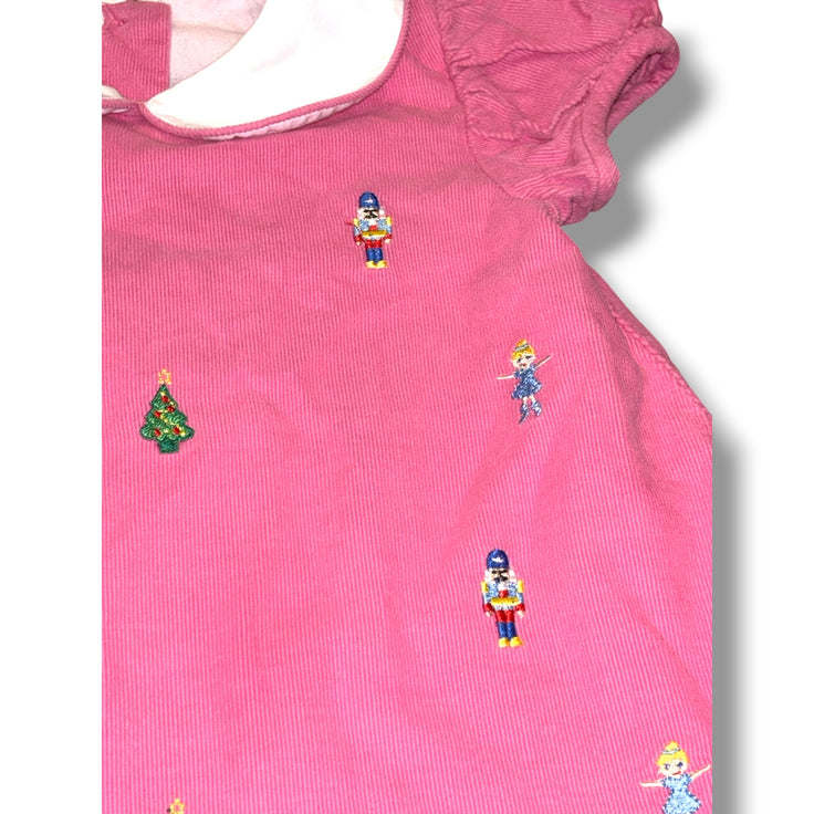 Size 2 Girls Anavini Pink Pink corduroy dress w/ nutcracker characters