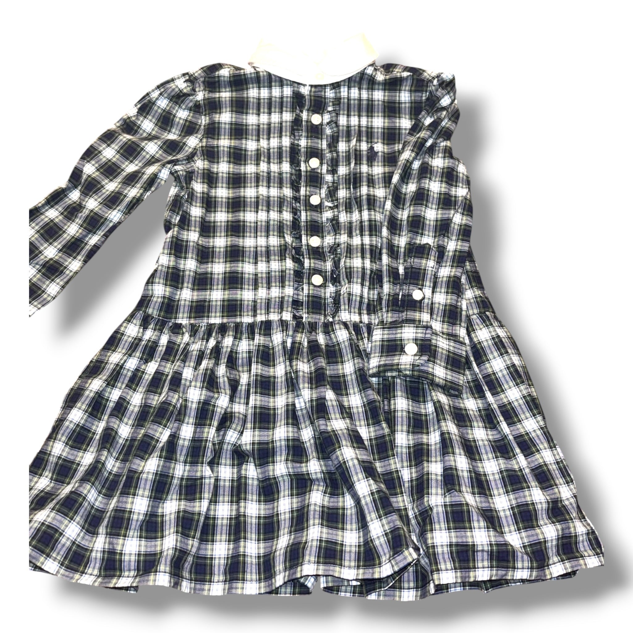 Size 2 Girls Ralph Lauren Navy Navy/green/white plaid dress w/ white collar