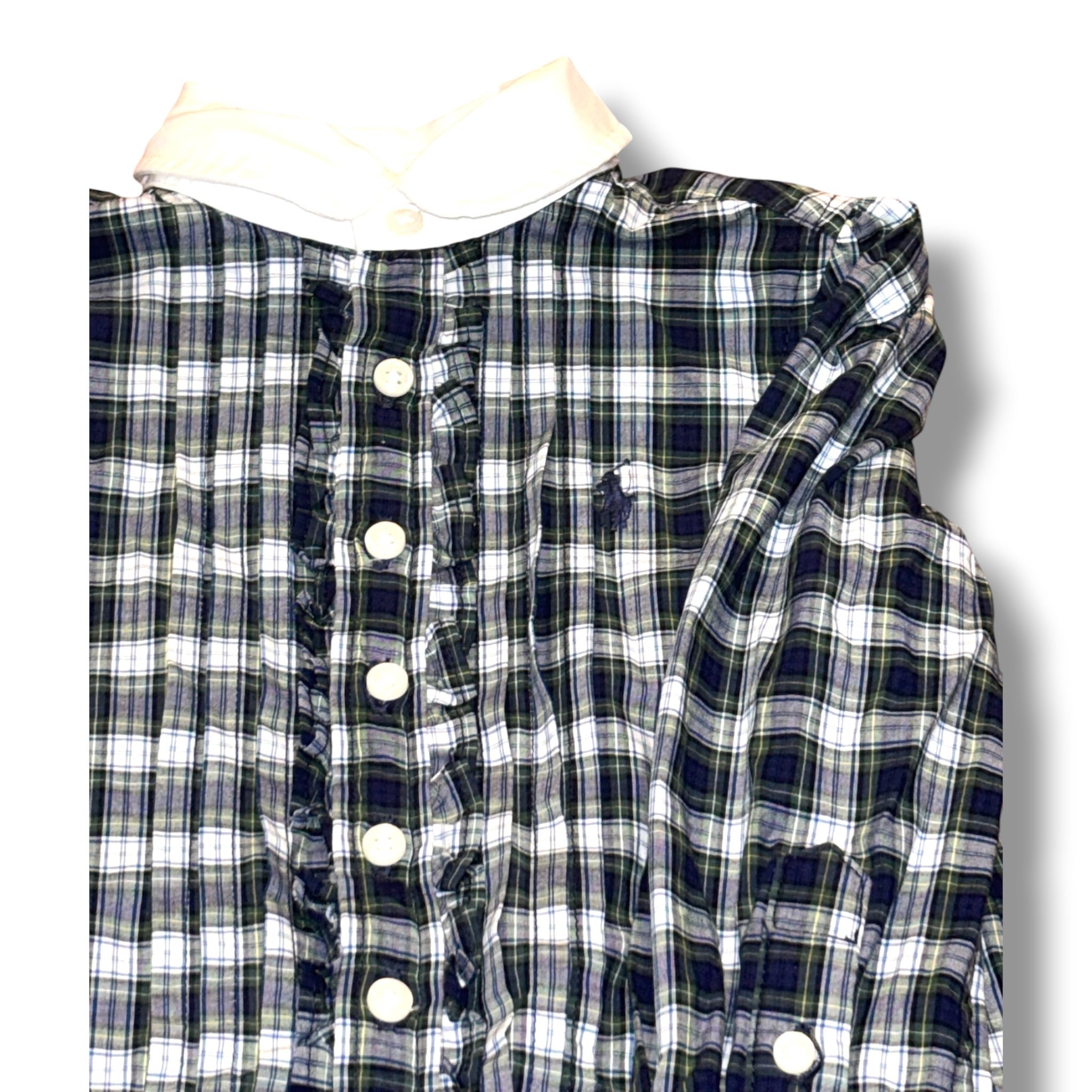 Size 2 Girls Ralph Lauren Navy Navy/green/white plaid dress w/ white collar