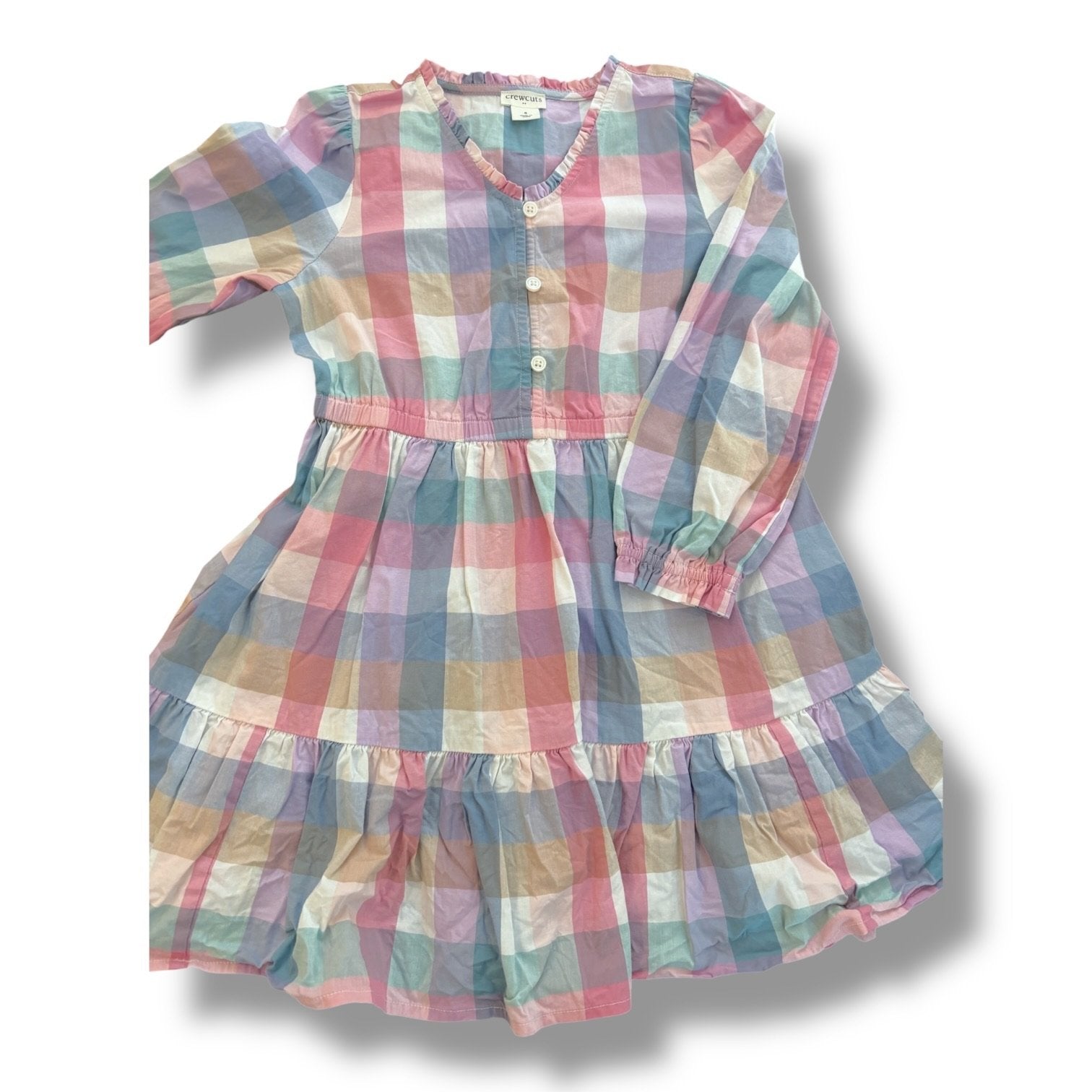 Size 6 Crewcuts pastel large plaid dress Default Title / 6 / Girl