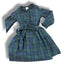 Size 6 Crewcuts navy/green check long sleeve button up dress with sash Default Title / 6 / Girl
