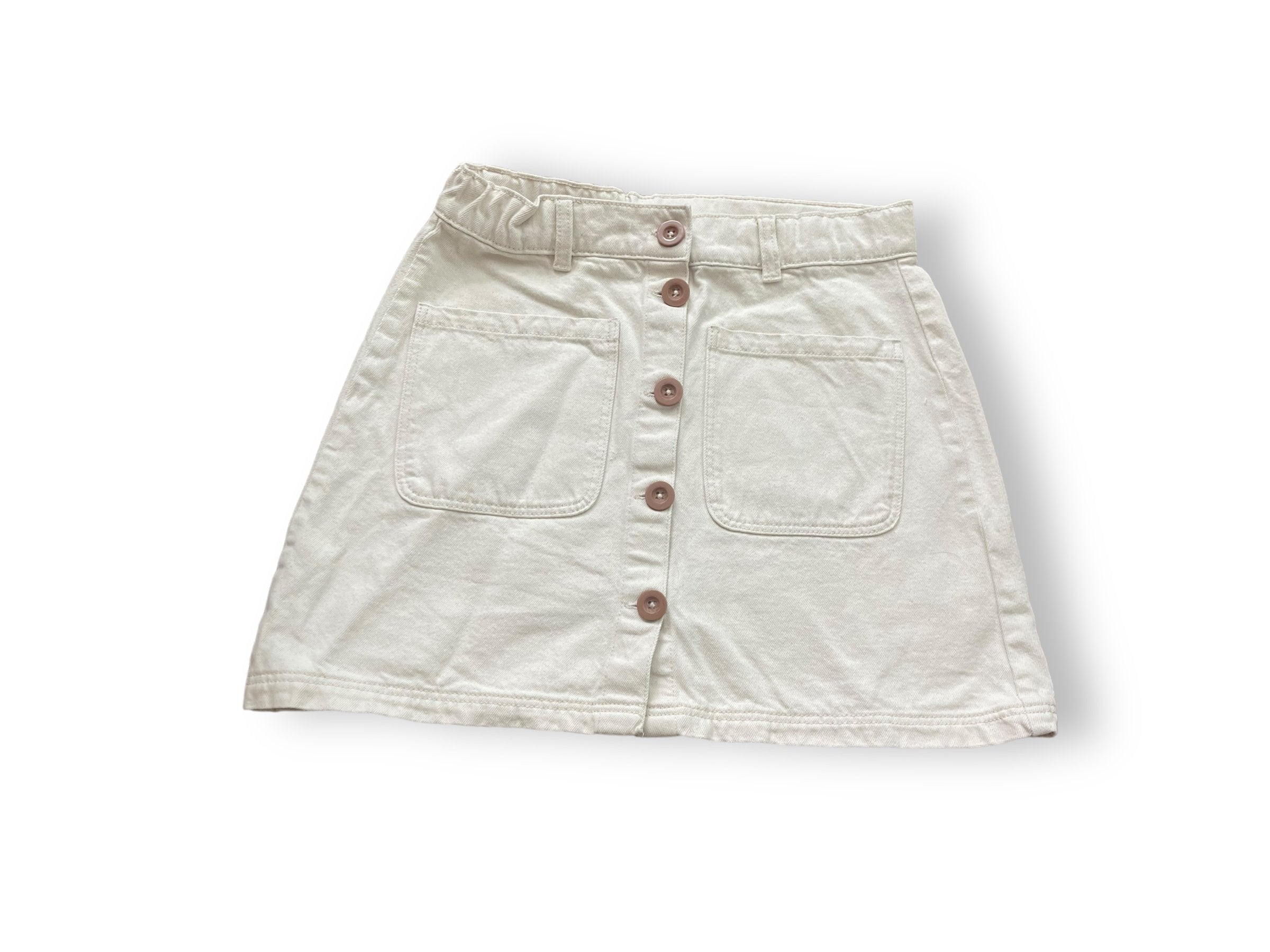 Size 12 Petit Bateau cream denim skirt, adjustable waist Default Title / 12 / Girl