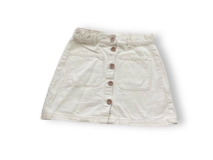 Size 12 Petit Bateau cream denim skirt, adjustable waist Default Title / 12 / Girl