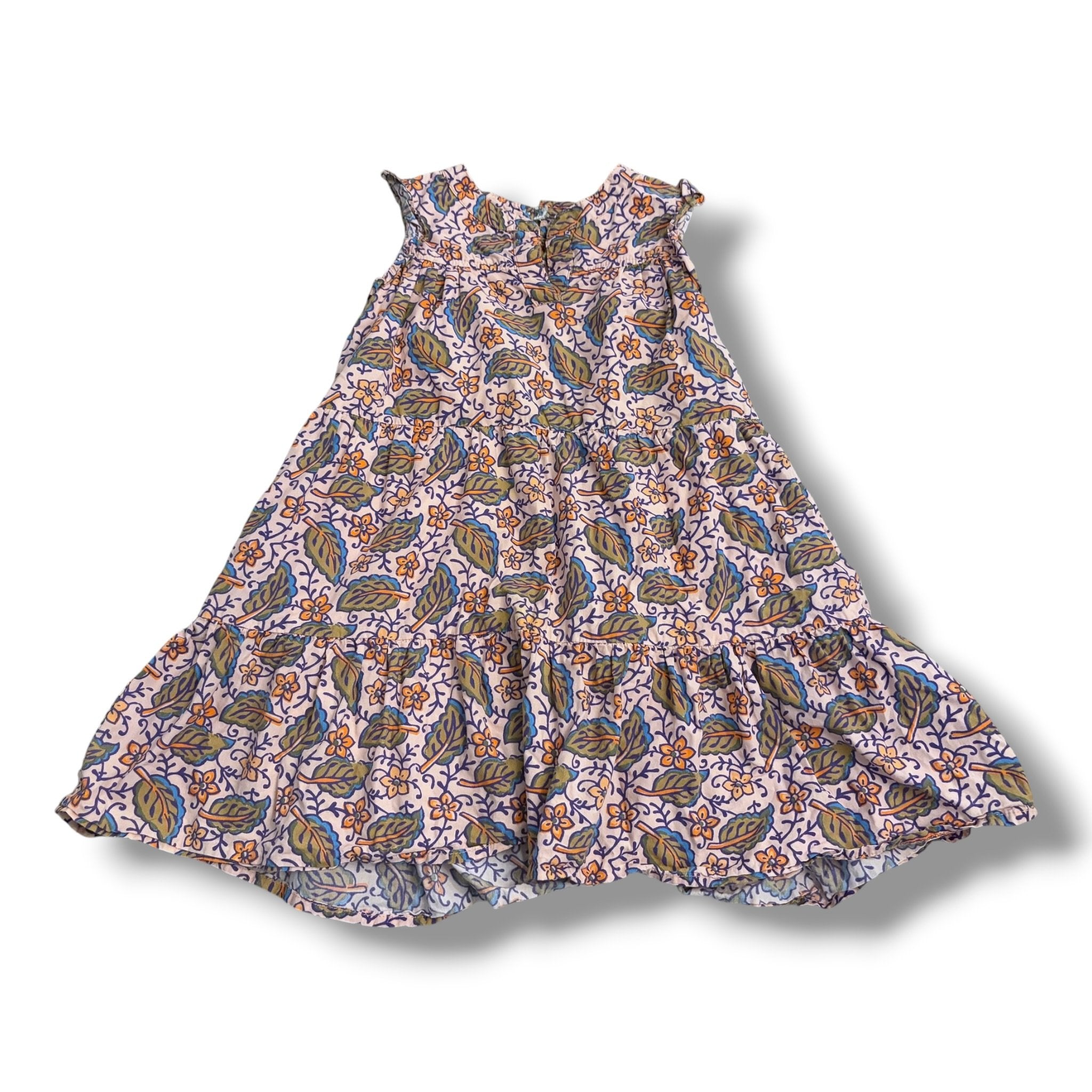 Size 4 Roller Rabbit light pink tank dress with orange flowers, blue/green leaves- yellow spots on front, multiple places Default Title / 4 / Girl