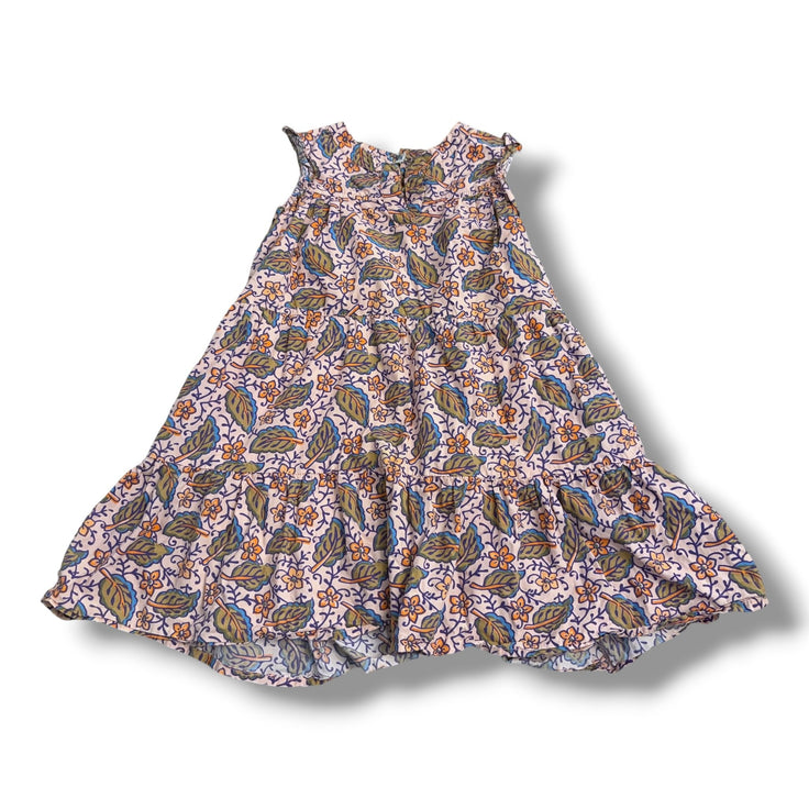 Size 4 Roller Rabbit light pink tank dress with orange flowers, blue/green leaves- yellow spots on front, multiple places Default Title / 4 / Girl