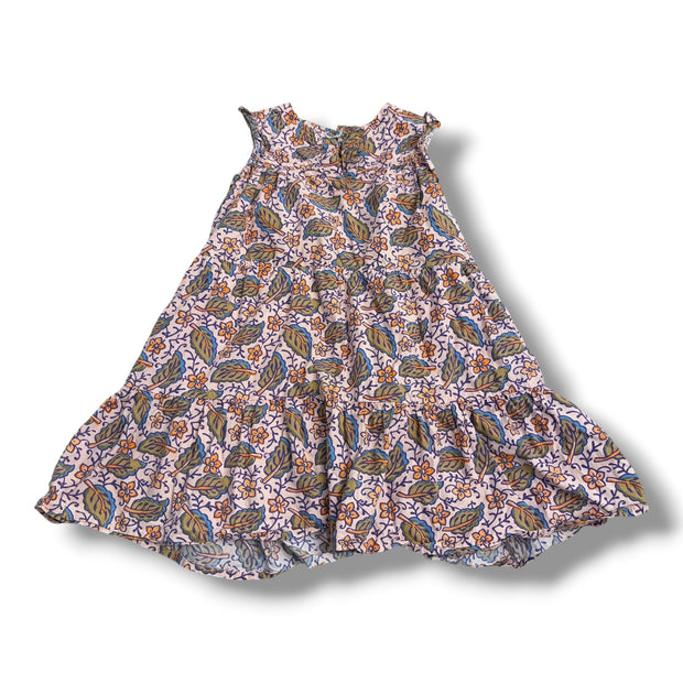 Size 4 Roller Rabbit light pink tank dress with orange flowers, blue/green leaves- yellow spots on front, multiple places Default Title / 4 / Girl