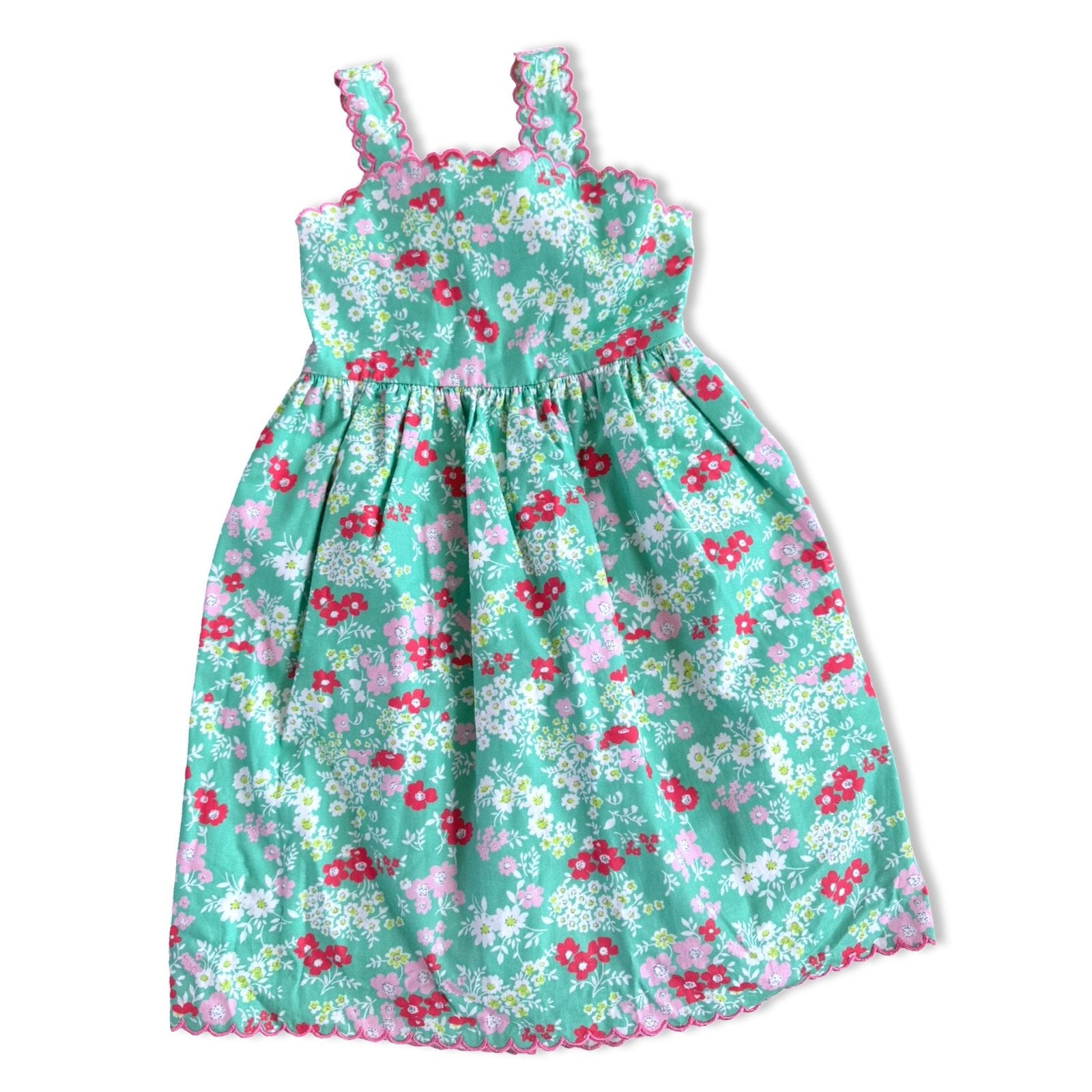 Size 6 Bella Bliss mint green dress w/ white/pink/red flowers, tie-back Default Title / 6 / Girl