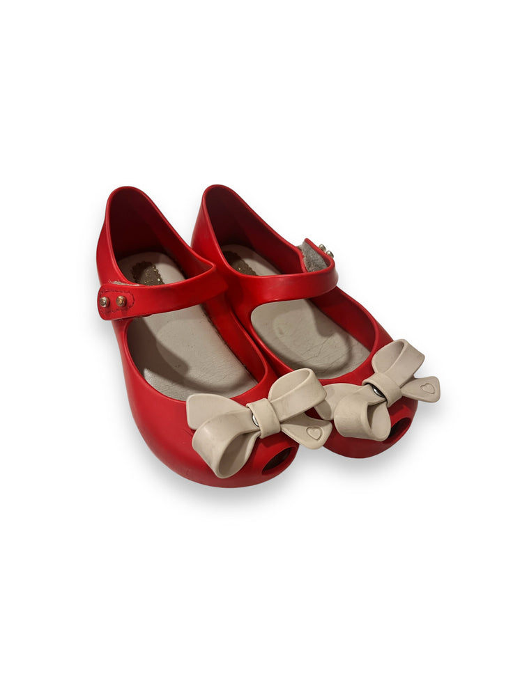 Size 7 Mini Melissa red Mary Jane with tan bows Default Title / 7 / -