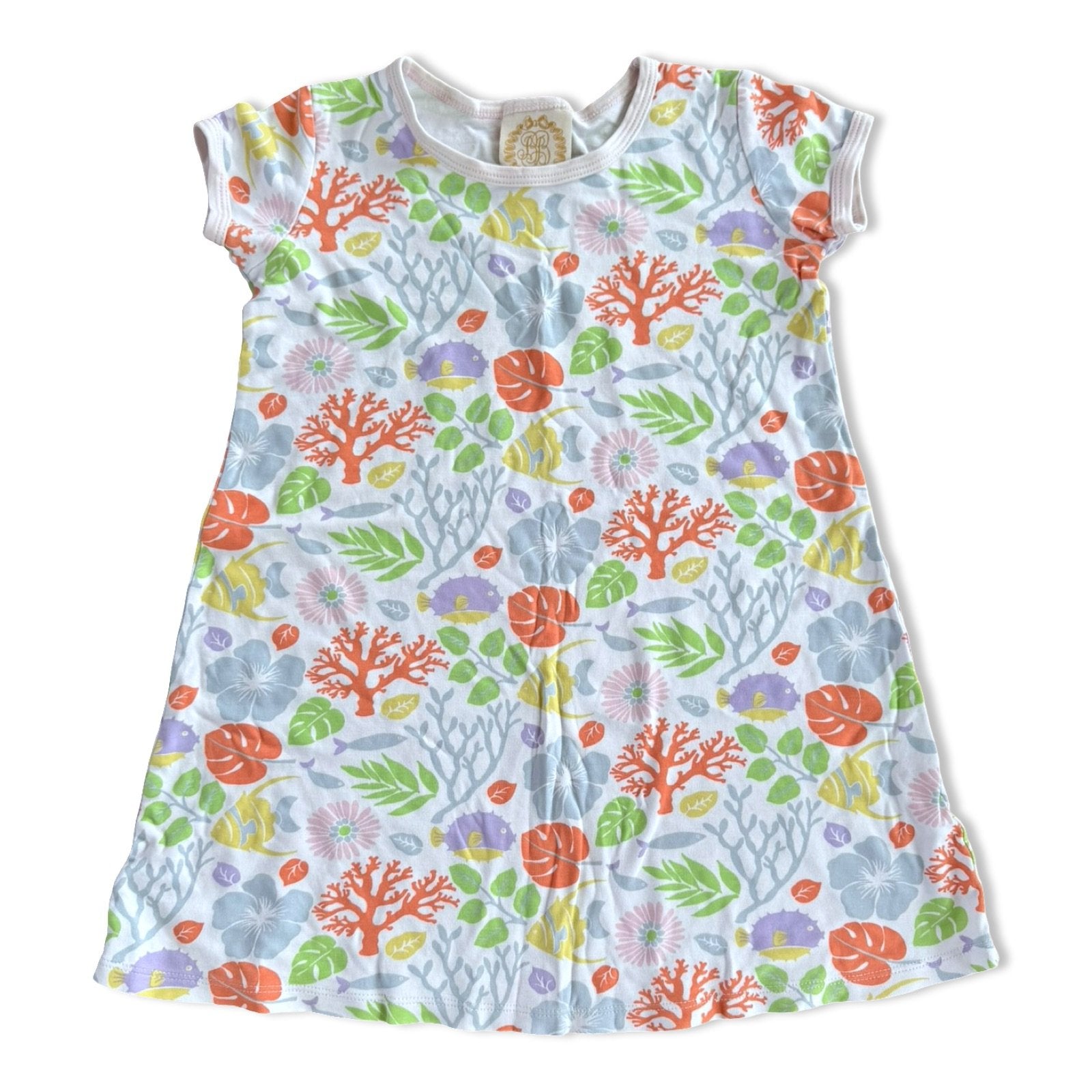 Size 7 TBBC (fits more like a 6) white polly play dress with mulit color sea life Default Title / 7 / Girl
