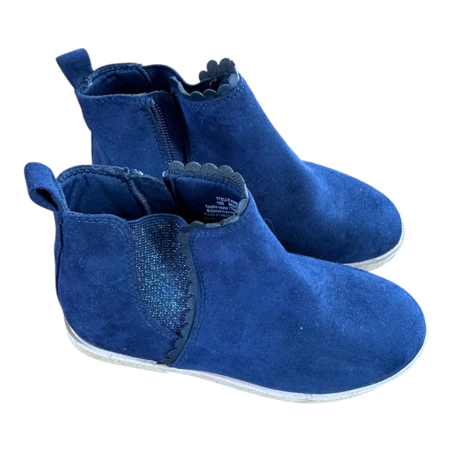 Size 12 Tucker & Tate navy booties with scallop trim and glitter on side NWT Default Title / 12 / -