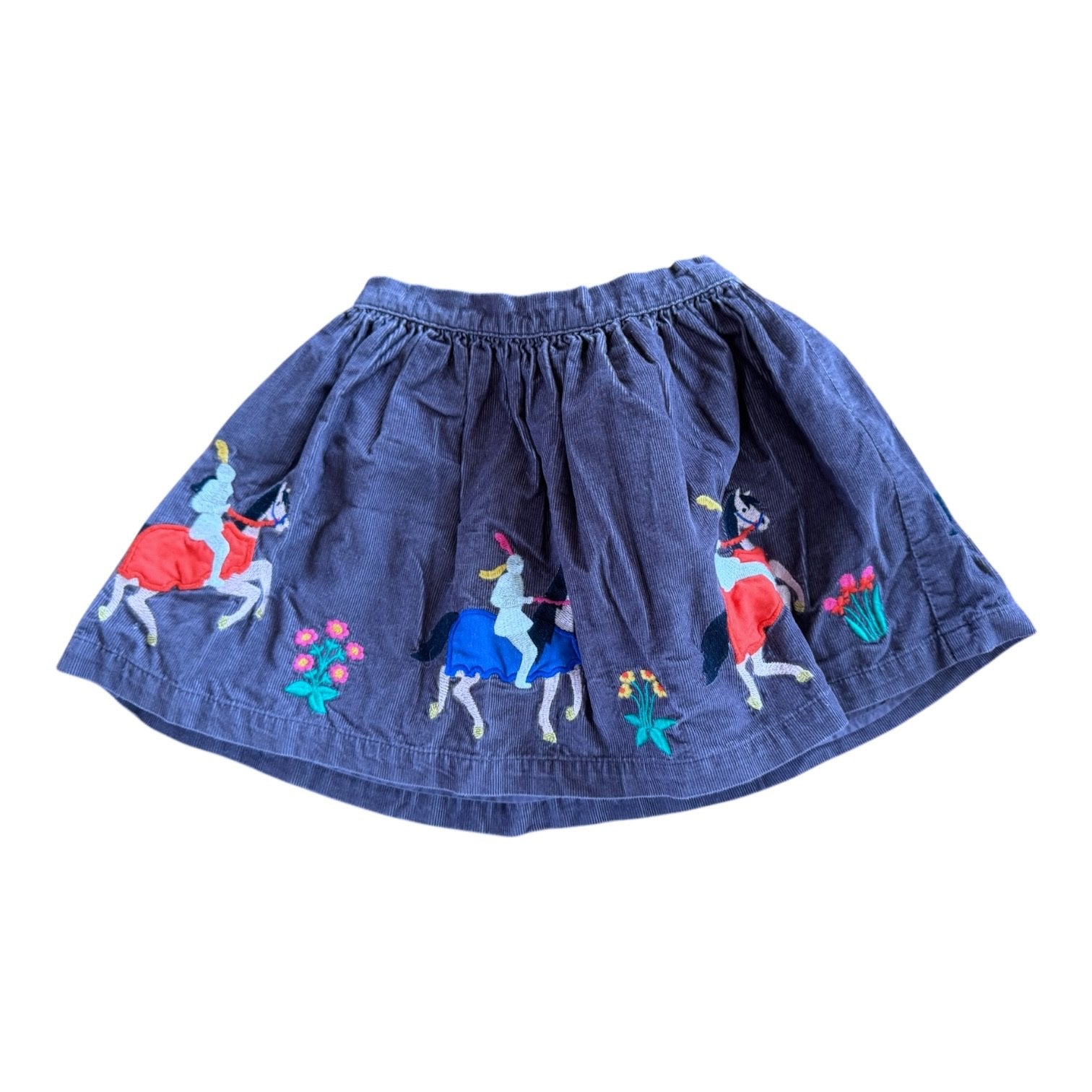 Size 3-4 Boden dark gray skirt with knight and horse / flower embroidery Default Title / 4-Mar / Girl