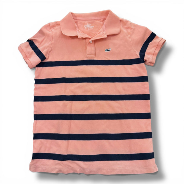 Size 8-10 (S) Vineyard Vines pink and navy blue stripe short sleeve herritage polo Default Title / 10-Aug / Boy