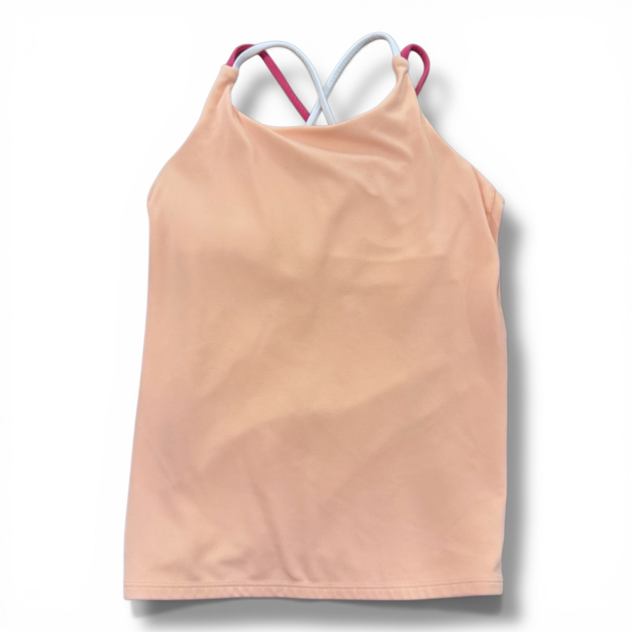 Size 14 Athleta peach tank with pink and cream straps and built in bra- no tag Default Title / 14 / Girl