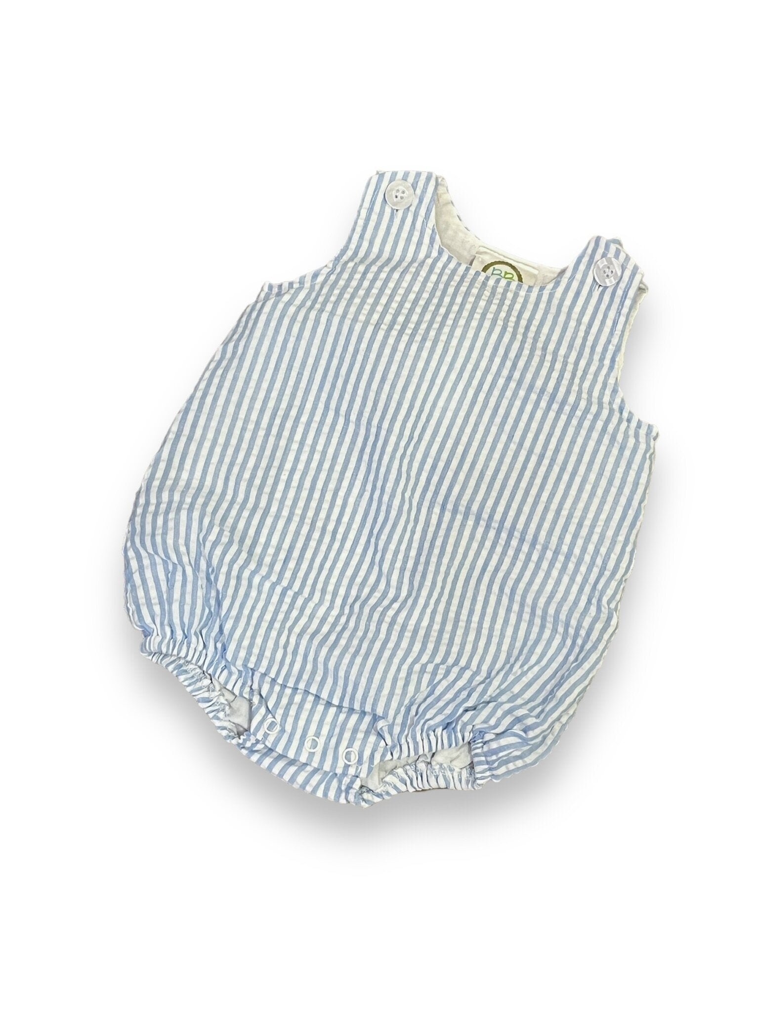 Size 6 month Blanks Boutique white/blue stripe seersucker bubble Default Title / 6 month / Boy