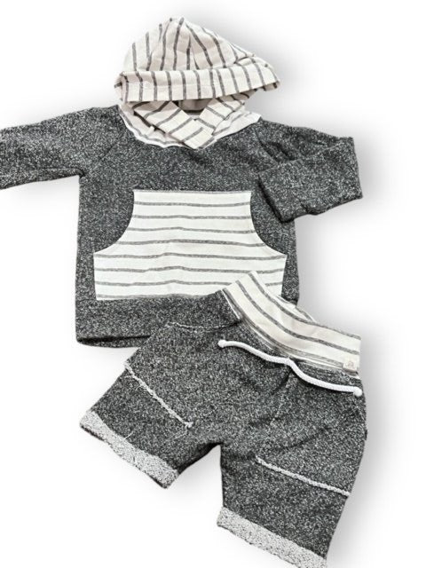 Size 12-18 month Lulu and Roo gray and white hooded set Default Title / 12-18 month / Boy