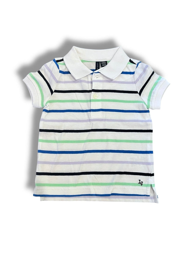 Size 6-12 Month Janie and Jack White Polo  with Multicolored Stripes Default Title / 6-12 month / Boy