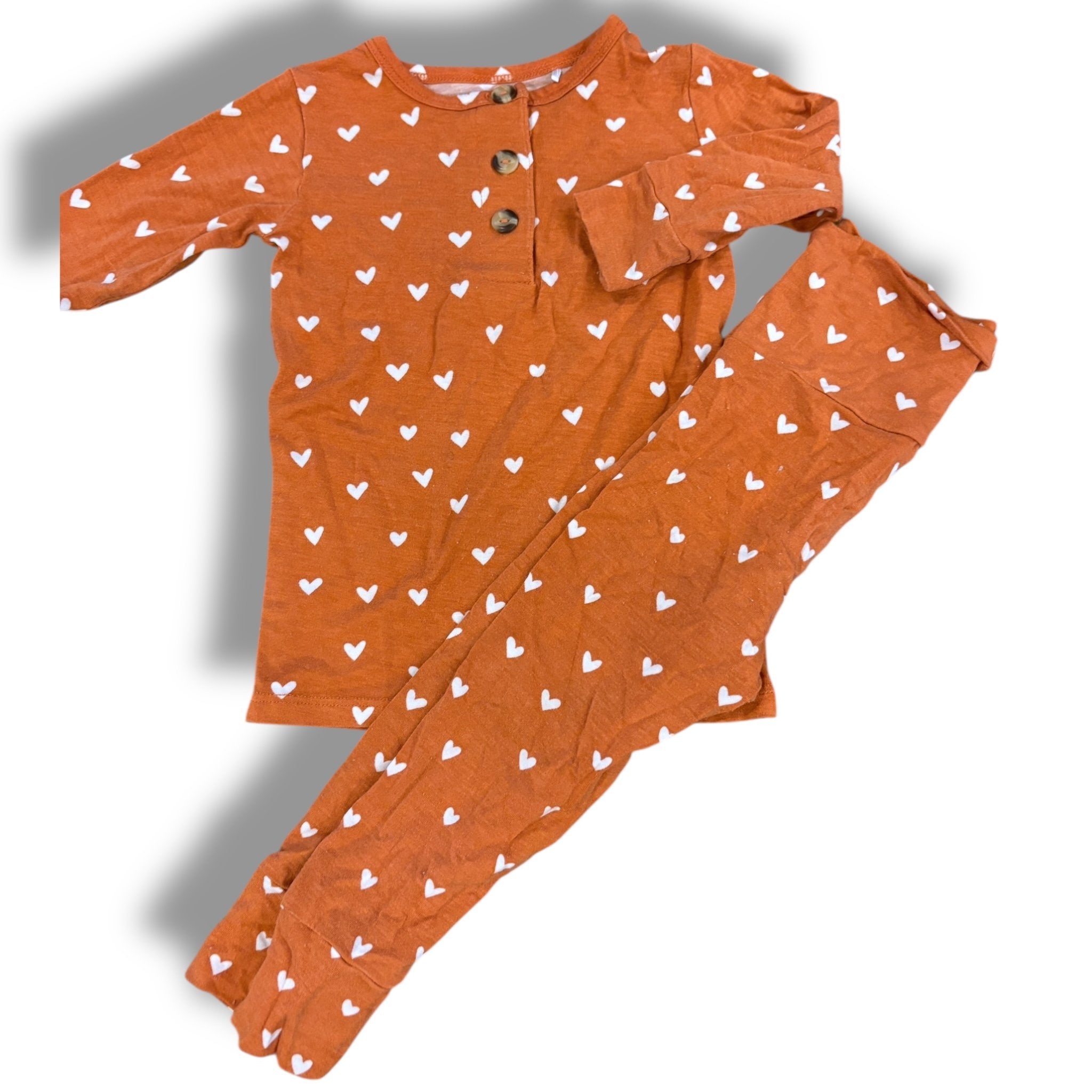 Size 12-18 month Little bum bum orange, heart long sleeve pj set Default Title / 12-18 month / Girl