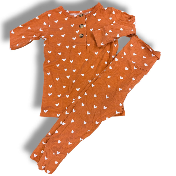Size 12-18 month Little bum bum orange, heart long sleeve pj set Default Title / 12-18 month / Girl
