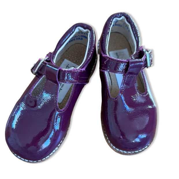 Size 7 Mon Petit dark plum shiny t-strap mary janes Default Title / 7 / -