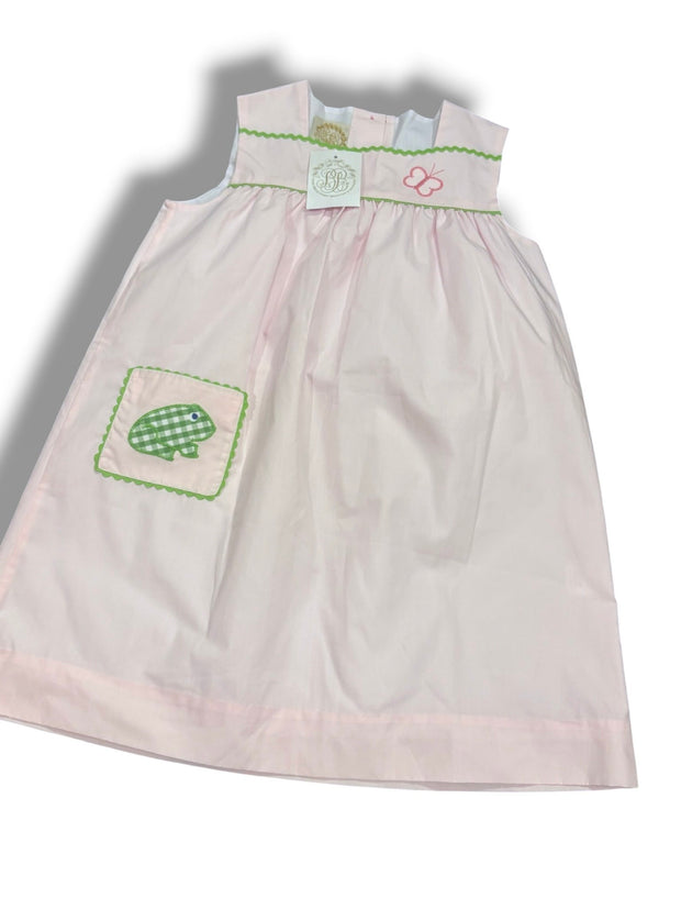 Size 5 TBBC light pink dress with frog applique on pocket Default Title / 5 / Boy