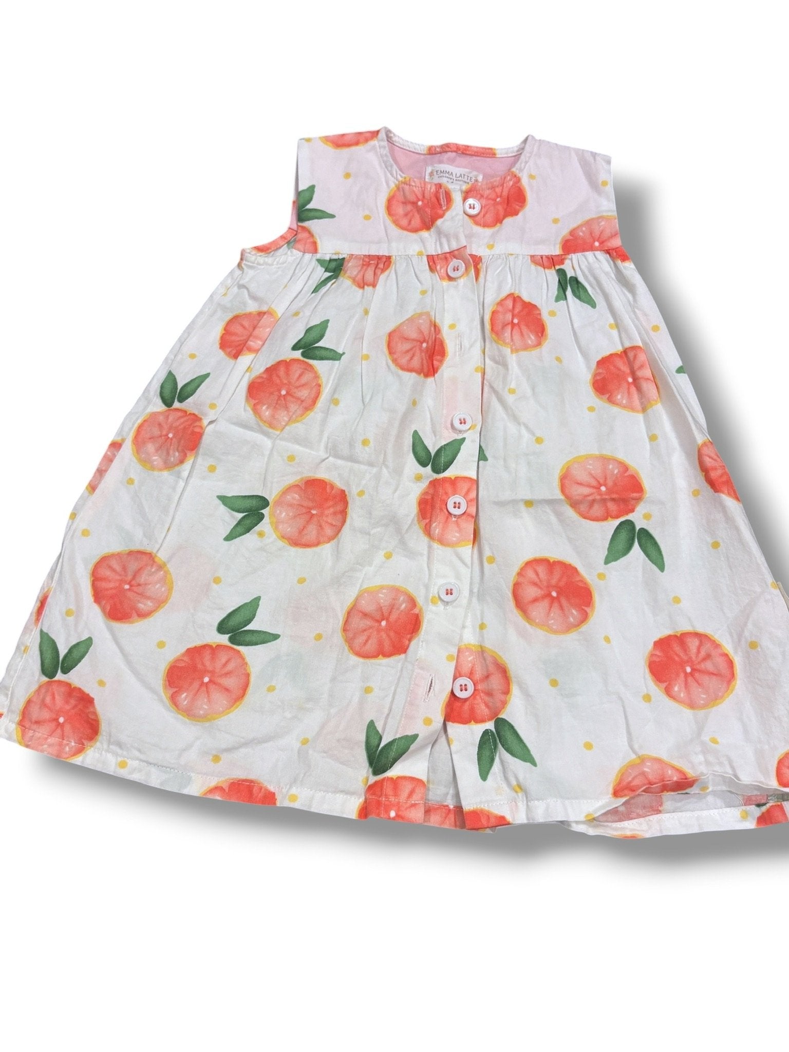 SIze 4 white button up dress with oranges and yellow polka dots Default Title / 4 / Girl
