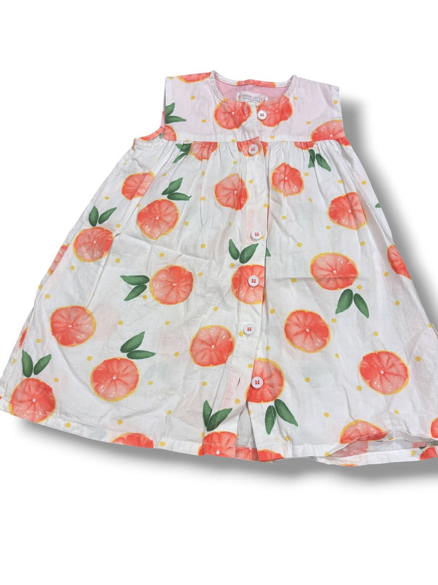 SIze 4 white button up dress with oranges and yellow polka dots Default Title / 4 / Girl