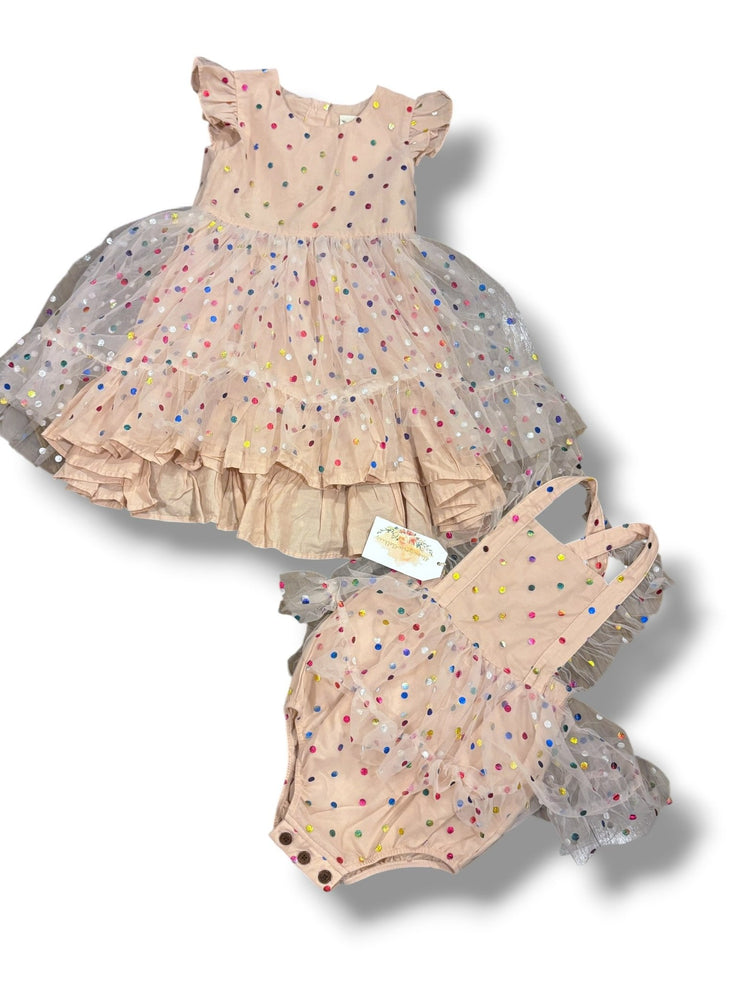 Size 3 Eliza Grace light pink multicolor polka dot tulle bubble- NWT Default Title / 3 / Girl