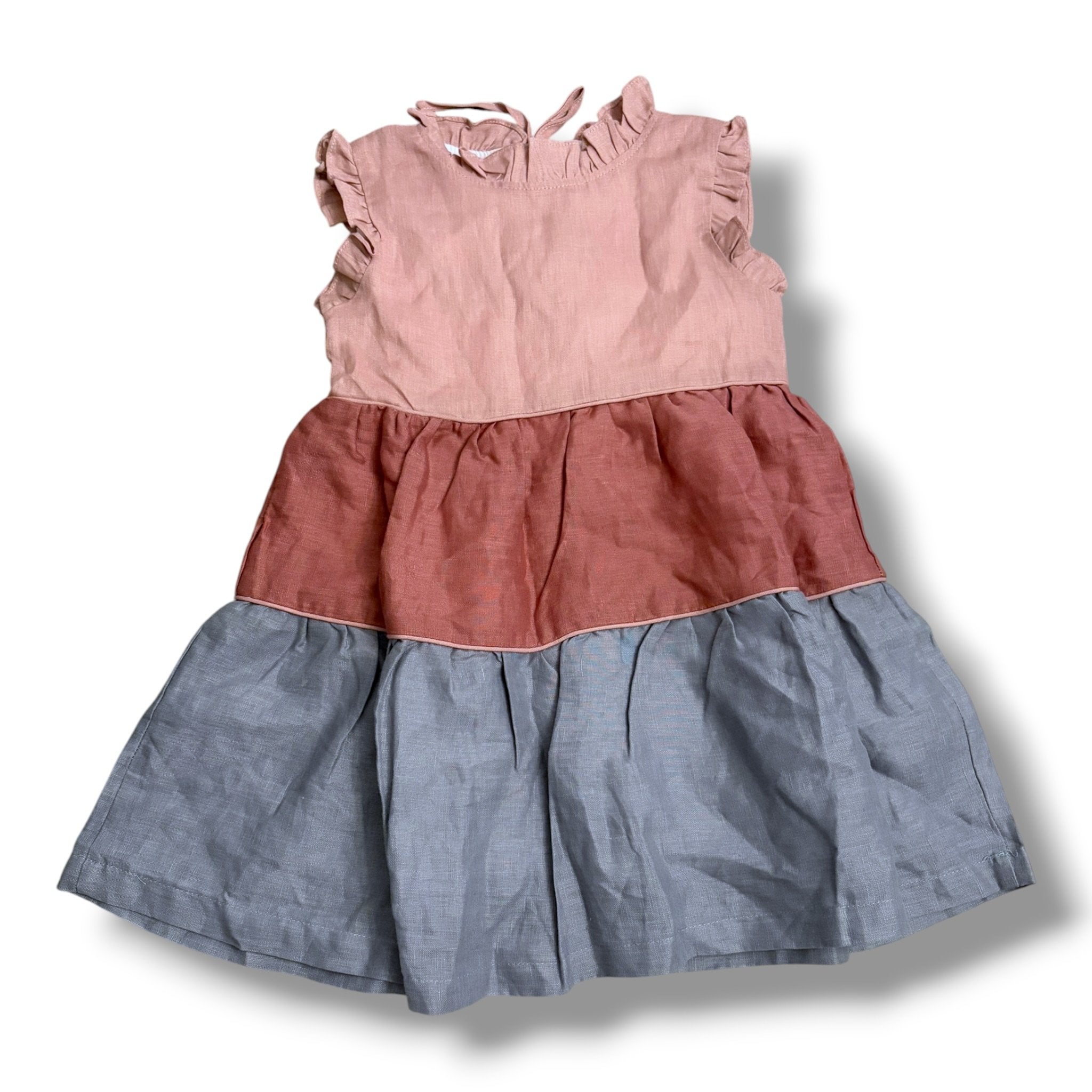 Size 4 Oaks Apparel tiered dusty pink/blue tiered dress - NWT Default Title / 4 / Girl