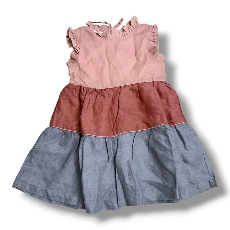 Size 4 Oaks Apparel tiered dusty pink/blue tiered dress - NWT Default Title / 4 / Girl