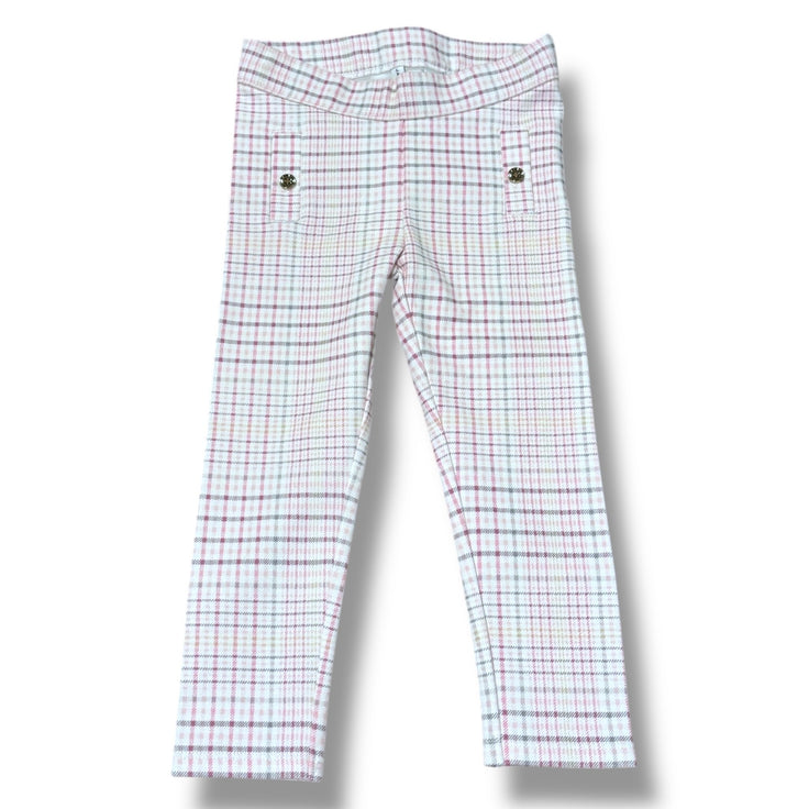 Size 2T Janie and Jack pink/white/gray plaid leggings w/ gold buttons on pockets NWT Default Title / 2 / Girl