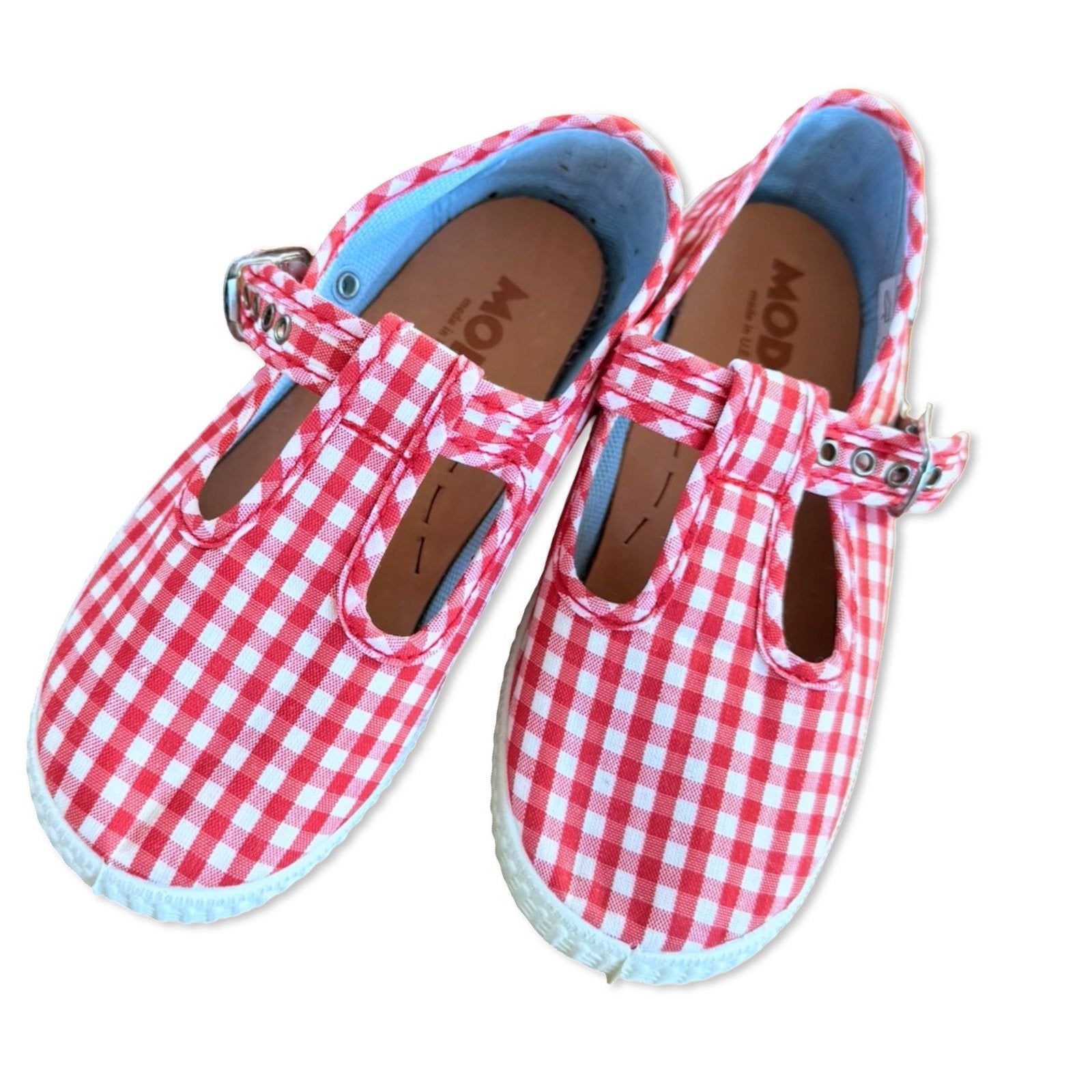 Size 11 (28) Mod 8 red and white gingham t-strap shoes / NEW Default Title / 11 / -