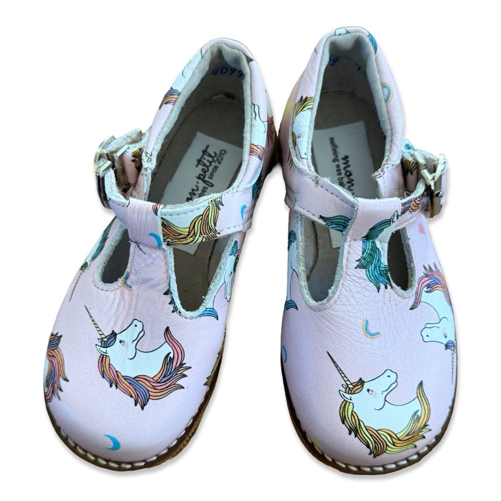Size 7 Mon Petit pink with unicorns t-strap mary janes Default Title / 7 / -