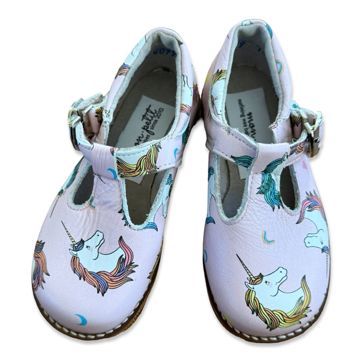 Size 7 Mon Petit pink with unicorns t-strap mary janes Default Title / 7 / -