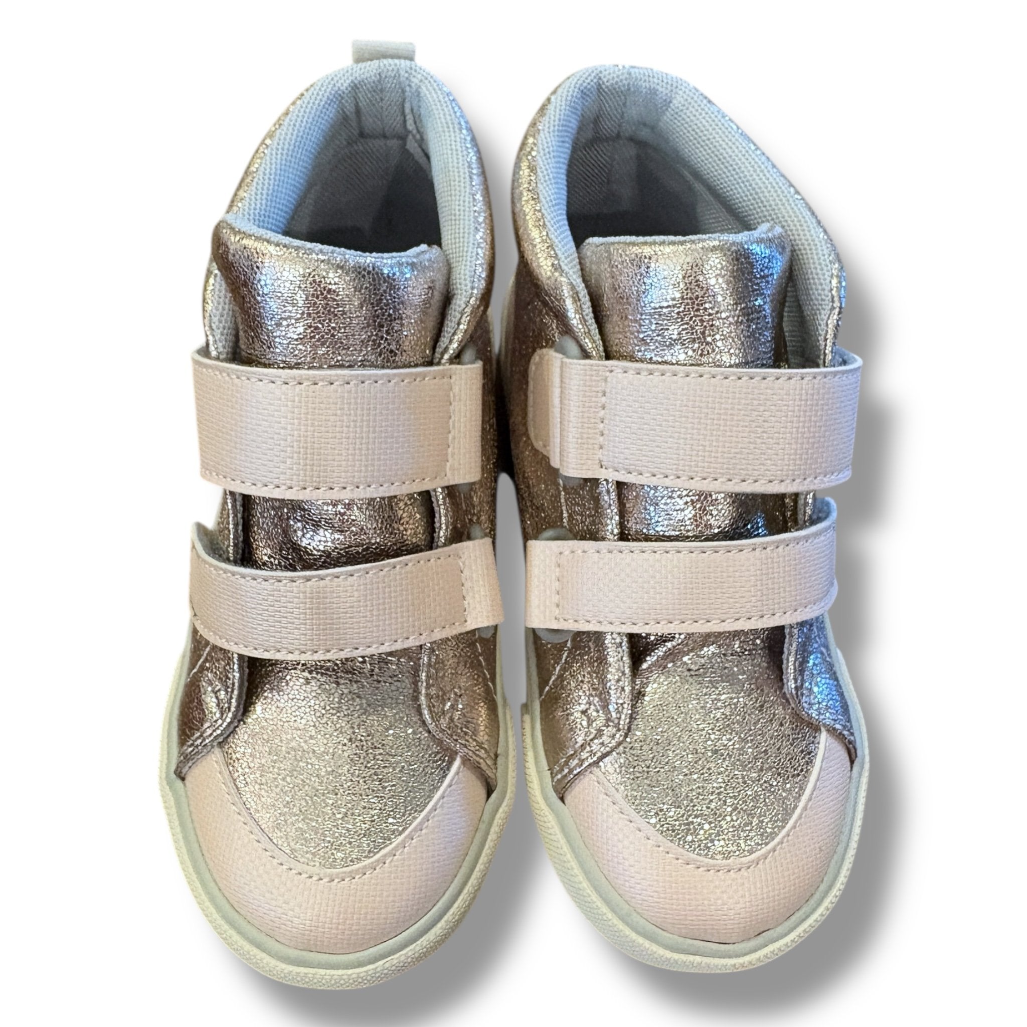 Size 12 toddler See Kai Run metallic sparkle high tops with pink velcro Default Title / 12 / -
