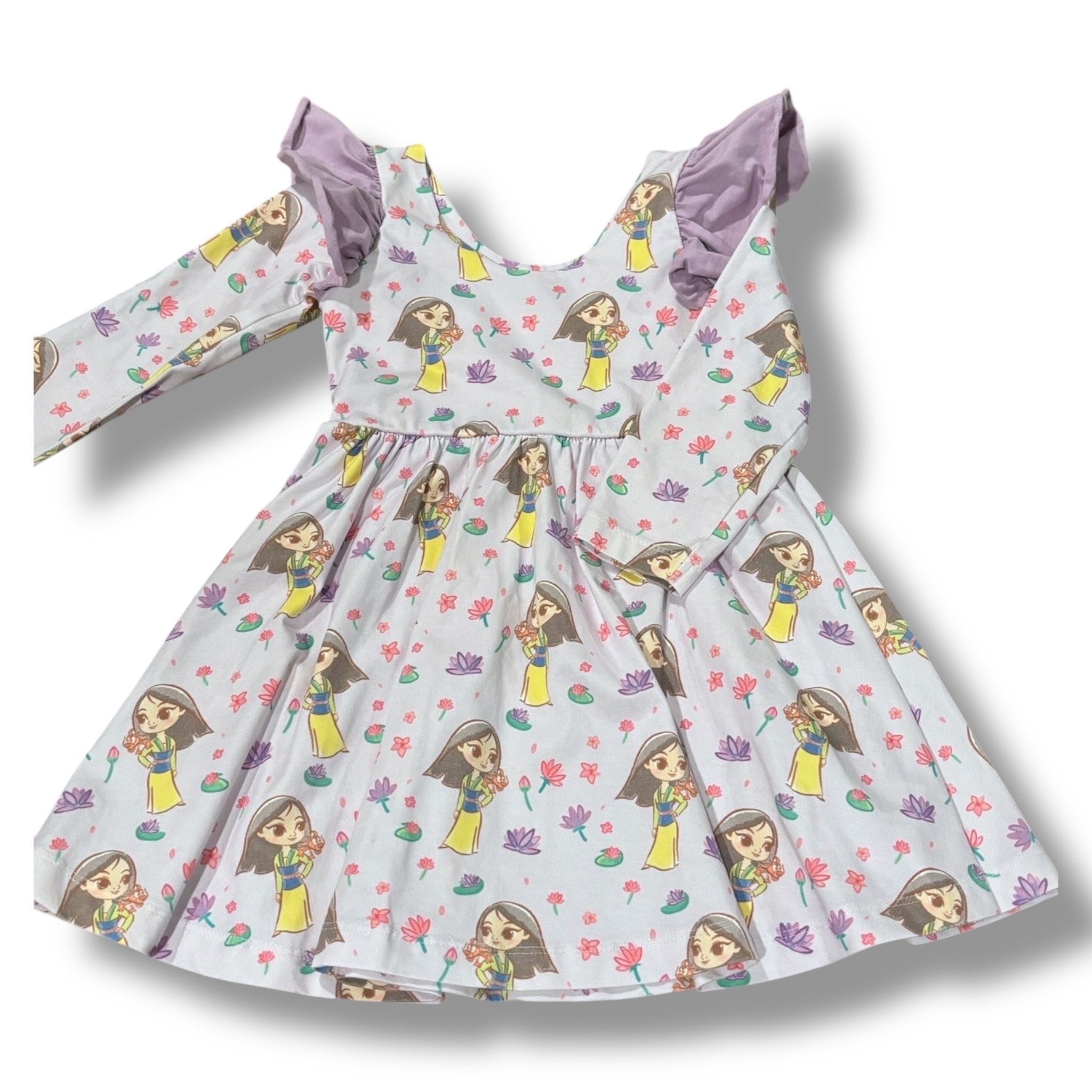 Size 3T Disney for Monica + Andy light purple dress w/ Mulan & flowers Default Title / 3 / Girl