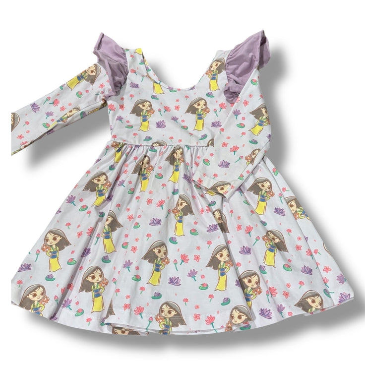 Size 3T Disney for Monica + Andy light purple dress w/ Mulan & flowers Default Title / 3 / Girl