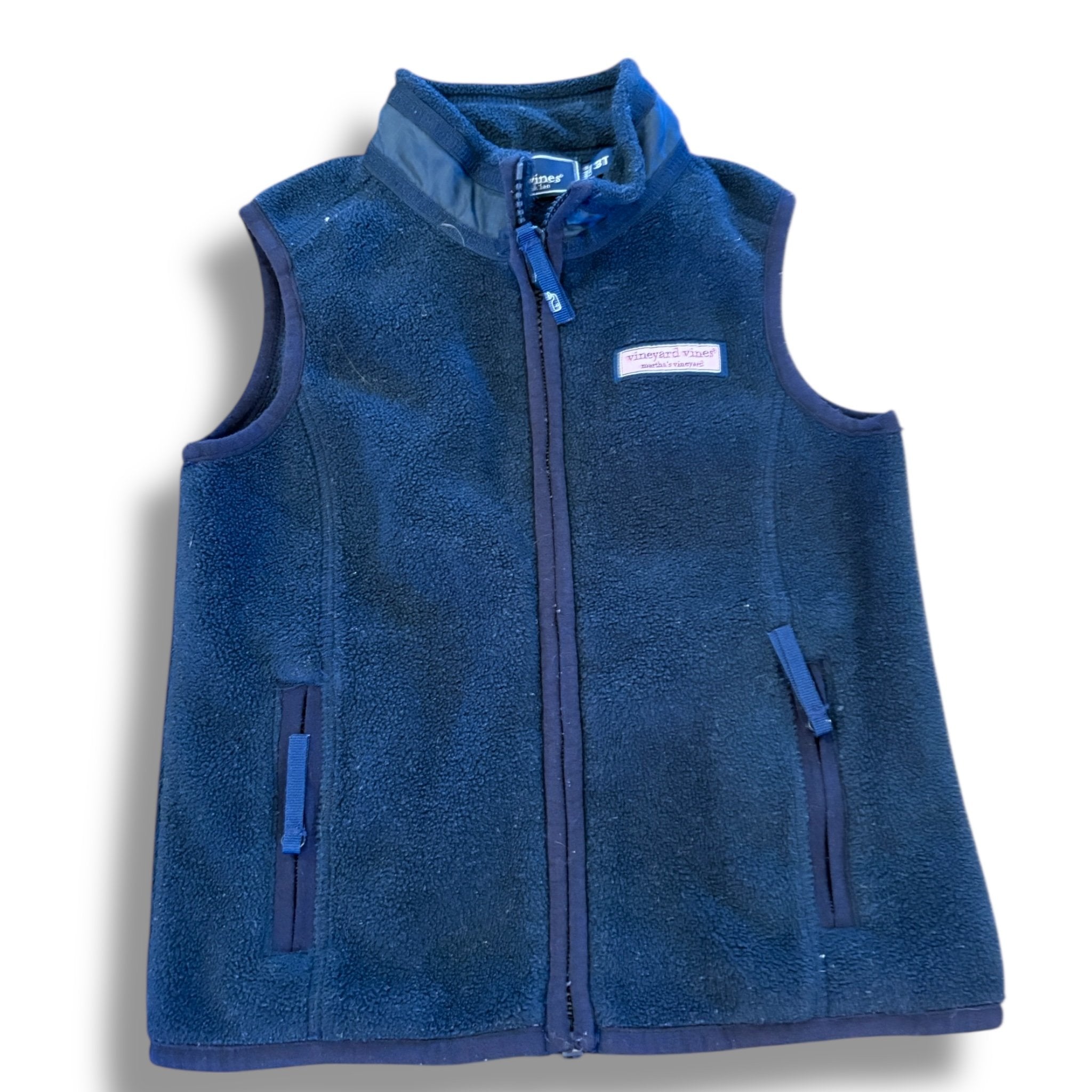 Size 3 Vineyard vines navy fleece zip up vest Default Title / 3 / Boy