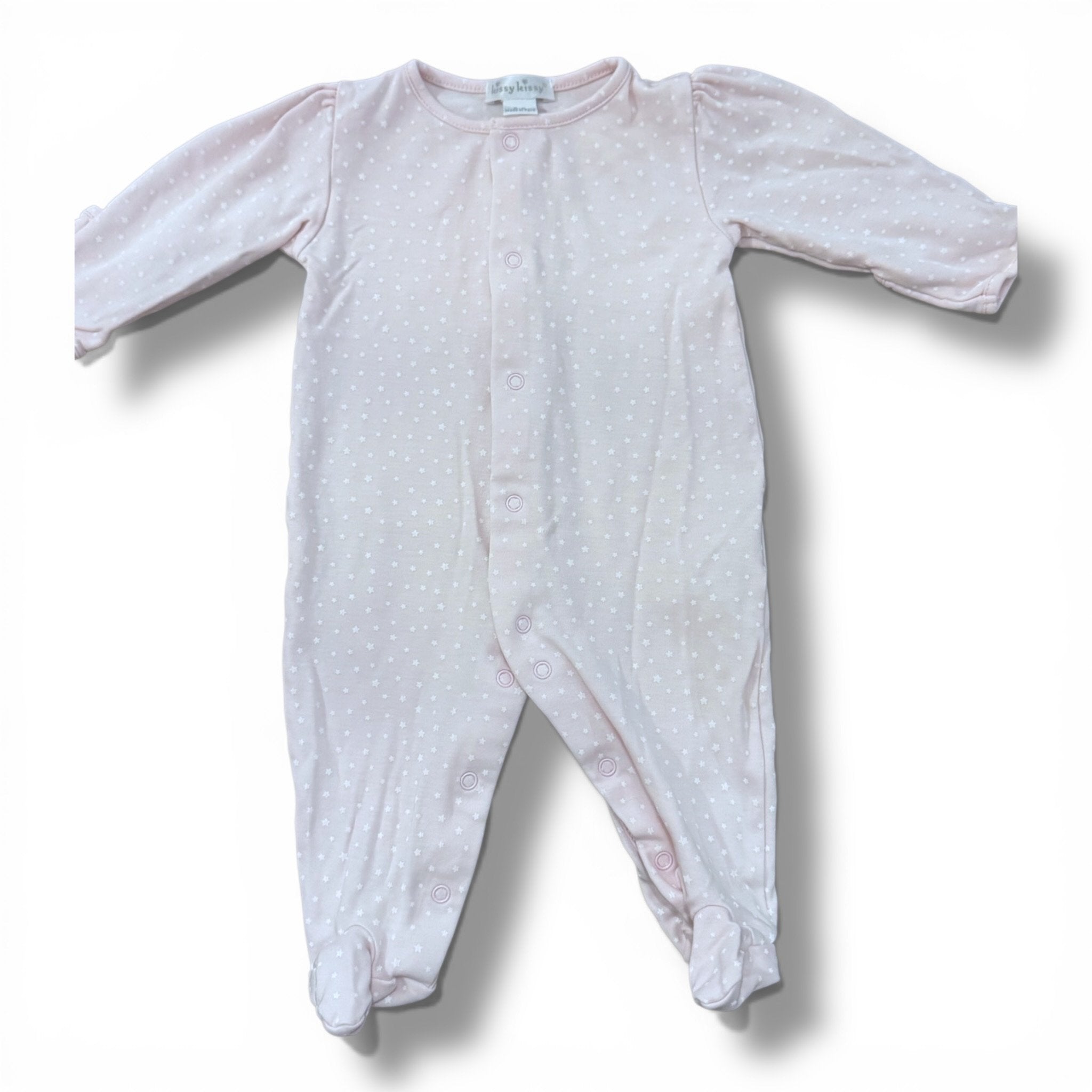 Size 0-3 month Kissy Kissy light pink snap sleeper with white stars Default Title / 0-3 month / Girl