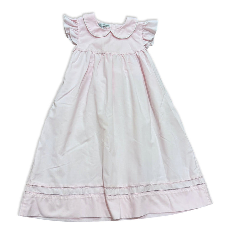 Size 6 Sweet dreams light pink long dress with collar, sash and ruffle shoulders Default Title / 6 / Girl