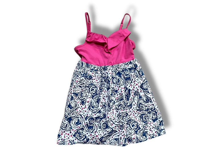 Size 2-3 (XS) Lilly Pulitzer blue/white/pink skirt, pink knit top dress Default Title / 3-Feb / Girl
